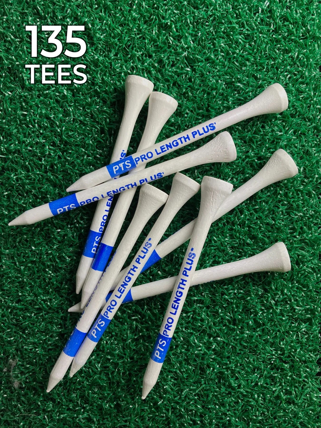 (PTS) 3 1/4" Wood Golf Tees – Color-Coded Lengths for Driver, Hybrid & Iron – 135 Count